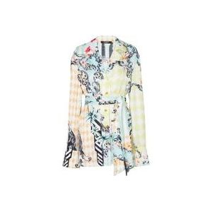 Balmain Losse geriemde shirt met barokprint , Multicolor , Dames , Maat: S