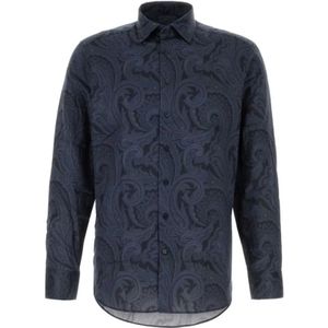 Etro, Heren, Overhemden, Blauw, Maat: 2XL Katoen,
