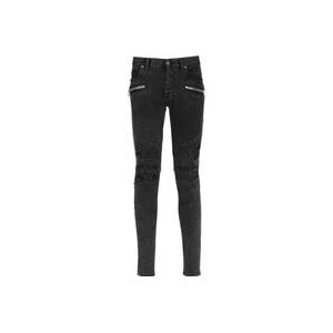 Balmain Vervaagde imitatieleren slim jeans , Black , Heren , Maat: W33