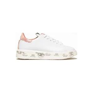 Premiata Witte Leren Sneakers met Roze Pailletten , White , Dames , Maat: 41 EU