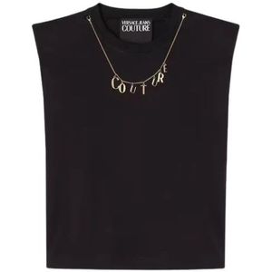 Versace Jeans Couture, Dames, Tops, Zwart, Maat: L Katoen,