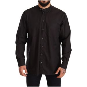 Dolce & Gabbana, Heren, Overhemden, Zwart, Maat: S Katoen,