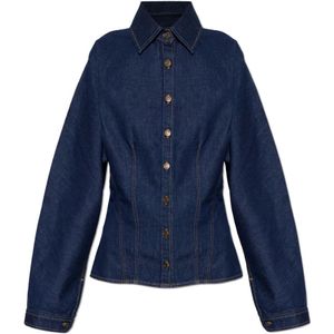 Agolde, Dames, Blouses & Shirts, Blauw, Maat: XS Katoen,