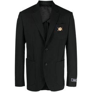 Versace Elegante Formele Jas voor Mannen , Black , Heren , Maat: L