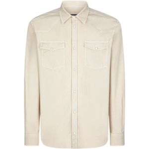 Dondup, Heren, Overhemden, Beige, Maat: M Katoen,