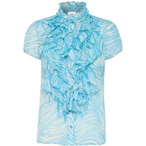 Saint Tropez - Lilja SZ Crinkle SS Shirt - Blauw - Korte Mouwen