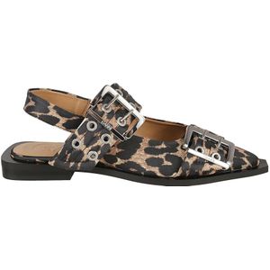 Ganni - Ballerina's - Bruin - Satijn - Slingback Bandjes - Puntneus