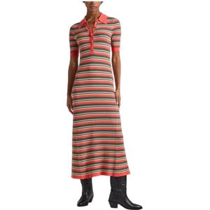 Pepe Jeans, Dames, Jurken, Veelkleurig, Maat: XS Leer,