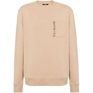 Balmain Gelamineerde Sweatshirt , Beige , Heren , Maat: M