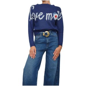 Iblues, Dames, Truien, Blauw, Maat: XL Mohair,