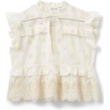Sofie Schnoor - Geborduurde Off-White Top - Beige - Dames - Katoen