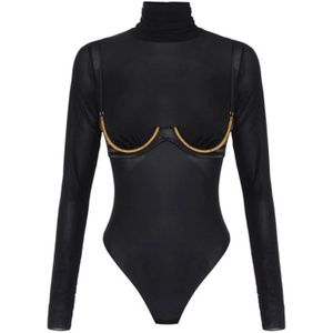 Elisabetta Franchi, Dames, Tops, Zwart, Maat: XS Jersey,