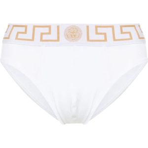 Versace Witte Greca Border Ondergoed , White , Heren , Maat: XL