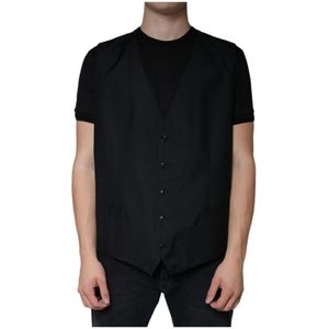 Dolce & Gabbana, Heren, Jassen, Zwart, Maat: 3XL Wol,