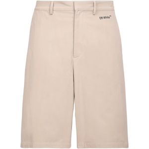 Off White, Heren, Korte broeken, Beige, Maat: XS Katoen,