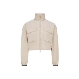 Moncler Neutrale Hooded Parka Jas Beige , Beige , Dames , Maat: M