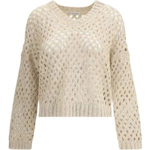 Brunello Cucinelli, Dames, Truien, Beige, Maat: L Linnen,
