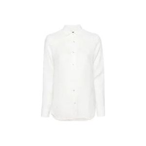 Peuterey Witte Linnen Klassieke Kraag Shirt , White , Dames , Maat: L