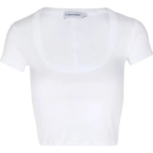 Calvin Klein, Dames, Tops, Wit, Maat: S Katoen,