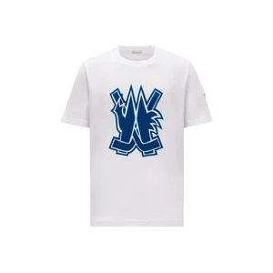 Moncler Hockey Logo T-Shirt - Model I20918C0006589A7G002 , White , Heren , Maat: 2XL