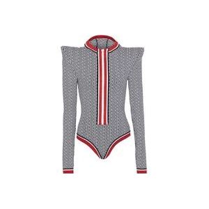 Balmain Hooded knit monogrammed bodysuit , Multicolor , Dames , Maat: S