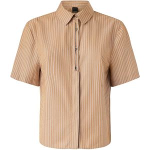 Pinko - Gestreept Overhemd - Bruin - Katoen - Korte Mouwen