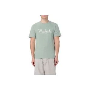 Woolrich Geborduurde Logo T-shirts en Polos , Green , Heren , Maat: L