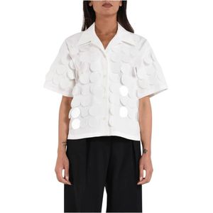 Msgm, Dames, Blouses & Shirts, Wit, Maat: XS Katoen,