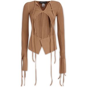 Andrea Adamo, Dames, Tops, Beige, Maat: S