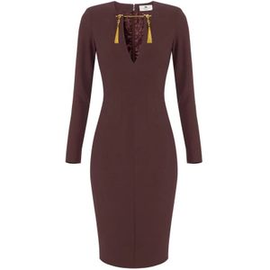 Elisabetta Franchi, Dames, Jurken, Paars, Maat: XS Satijn,