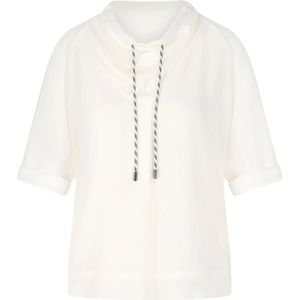 T-shirt van katoenmix met tunnelkoord