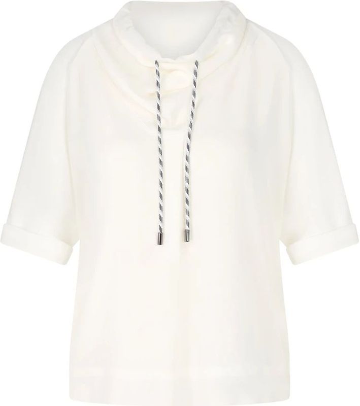 T-shirt van katoenmix met tunnelkoord