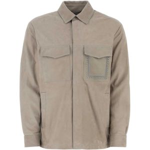 Etro, Heren, Jassen, Grijs, Maat: XL Suède,