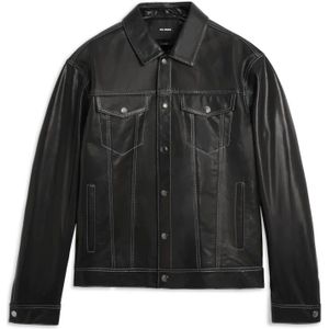 Axel Arigato, Heren, Jassen, Zwart, Maat: M Leer,