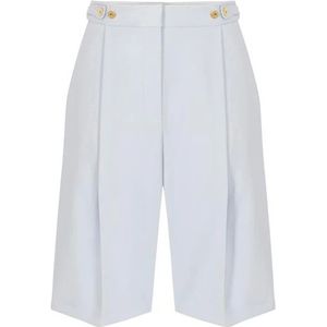 Elisabetta Franchi, Dames, Korte broeken, Blauw, Maat: S Leer,