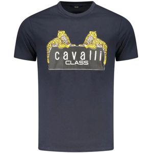 Cavalli Class, Heren, Tops, Blauw, Maat: M Katoen,