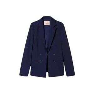 Twinset Elegant Blazer Vest met Revers , Blue , Dames , Maat: M