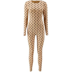 Marine Serre, Dames, Jumpsuits & Playsuits, Beige, Maat: XL Jersey,