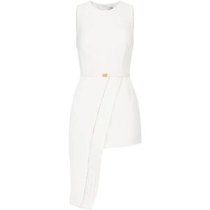 Elisabetta Franchi, Dames, Jurken, Wit, Maat: XS Leer,