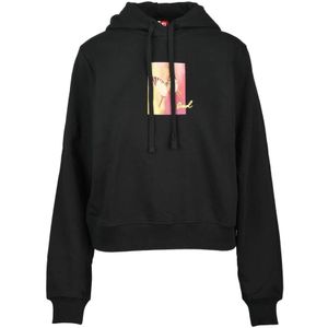 Diesel, Dames, Sweatshirts & Hoodies, Zwart, Maat: M Katoen,