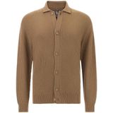 Boggi Milano - Merino Wol - Gebreid Jasje - Bruin - Overhemdkraag