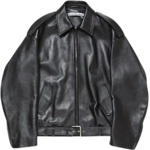 Acne Studios, Dames, Jassen, Zwart, Maat: XS Leer,