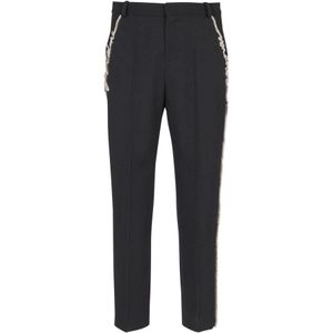 Balmain Geborduurde op maat gemaakte grain de poudre-broek , Black , Heren , Maat: XL