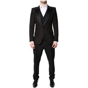 Dolce & Gabbana, Heren, Pakken, Zwart, Maat: XL Zijde,
