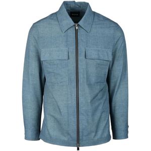 Hugo, Heren, Jassen, Blauw, Maat: S Poliester,