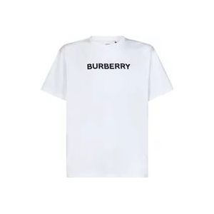 Burberry Witte Geribbelde Crewneck T-shirts en Polos , White , Heren , Maat: XL