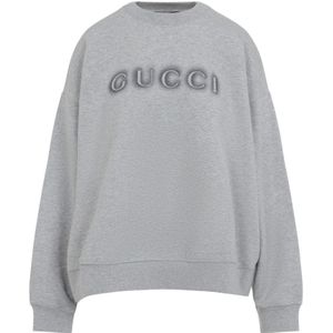 Gucci, Dames, Sweatshirts & Hoodies, Grijs, Maat: XS Katoen,