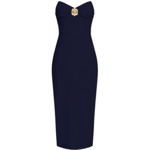 Elisabetta Franchi - Midi-Jurk - Blauw - Crêpe - Sheath Silhouet