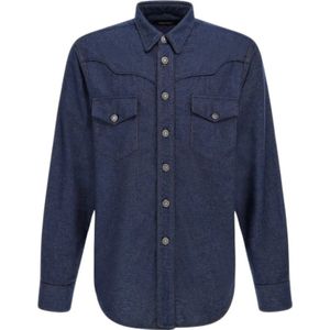 Roberto Cavalli, Heren, Overhemden, Blauw, Maat: L Denim,