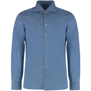 Borriello Napoli, Heren, Overhemden, Blauw, Maat: 4XL Denim,